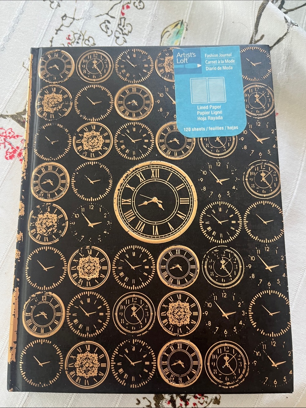 Black & Gold Clock Pattern Fashion Journal